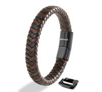 Bracelet SERASAR en cuir véritable pour homme [Steady] Marron, 20 cm, fermoir magnétique en acier inoxydable, boîte à bijoux