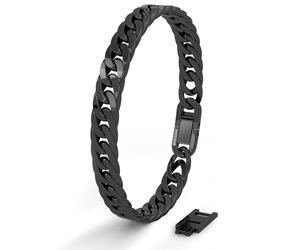 SERASAR Bracelet 'Cuban' noir, Taille 17 cm