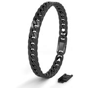 SERASAR Bracelet Hommes Noir Acier Inoxydable Bijoux Chaîne de bras tressé Fête des Pères Anniversaire
