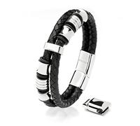SERASAR Bracelet Cuir Homme, Bracelet Cuir, Bracelet en Cuir Pour Homme, Bracelet Homme Reglable, Accessoires Homme, Cadeau Homme, Bijoux Homme, Cadeau Anniversaire Homme, Bracelet Homme Argent 17cm