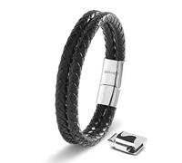SERASAR Bracelet Cuir Homme, Bracelet Cuir, Bracelet en Cuir Pour Homme, Bracelet Homme Reglable, Accessoires Homme, Cadeau Homme, Bijoux Homme, Cadeau Anniversaire Homme, Bracelet Homme Argent 17cm