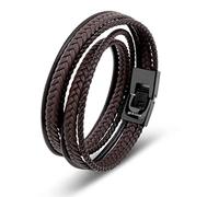 SERASAR Bracelet Cuir Homme Tressé Marron Accessoires Mode Bijoux Luxe 34cm