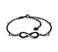 SERASAR | Bracelet de cheville en argent sterling [Infinity] avec argent sterling noir | Couleur : noir | Longueur : 28cm
