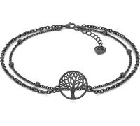 SERASAR | Bracelet de cheville en argent sterling [Life] avec argent sterling noir | Couleur : Noir | Longueur : 28cm