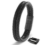 SERASAR Bracelet 'Double' noir, Taille 23 cm