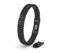 SERASAR Bracelet 'Edelstahlarmband "Franco"' noir, Taille 17 cm