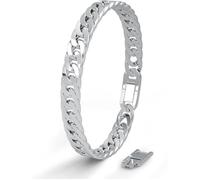 SERASAR, Bracelet en acier inoxydable premium pour homme [Cubain] | Acier chirurgical 316L, Argent, 17 cm