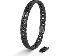 SERASAR, Bracelet en acier inoxydable premium pour homme [Cubain] | Acier chirurgical 316L, noir, 17 cm