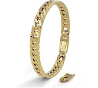 SERASAR, Bracelet en acier inoxydable premium pour homme [Cubain] | Acier chirurgical 316L, Or, 20 cm