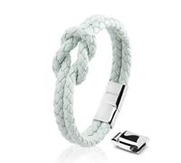SERASAR | Bracelet en cuir de première qualité pour dames [Knot] avec bleu en acier inoxydable | Couleur : Bleu | Longueur : 20cm