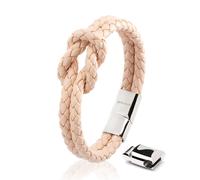 SERASAR | Bracelet en cuir de première qualité pour dames [Nœud] en acier inoxydable | Couleur : Rose | Longueur : 20cm