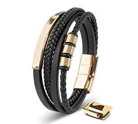 SERASAR Bracelet en Cuir pour Homme 20cm or Bijoux de Bras Chaîne Tressé