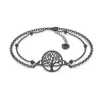 SERASAR Bracelet femme noir Bijoux pour en argent 316L chaîne Boîte à fille Cadeaux de mariage Arbre vie