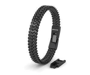SERASAR Bracelet Garçons Noir Homme Hommes Bijoux en Acier Inoxydable Tresse Wrap pour Cadeau D’anniversaire