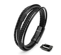 SERASAR | Bracelet Haut de Gamme pour Homme en Cuir Véritable Noir et Marron | Fermoir Magnétique en Acier Inoxydable | Coffret à Bijoux Inclus | Idée Cadeau Idéale