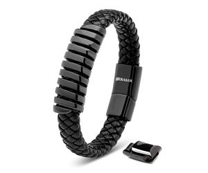 SERASAR Bracelet 'Helix' noir, Taille 17 cm