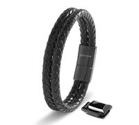 SERASAR Bracelet Homme Cuir Fermoir Magnétique Acier Inoxydable | Briller Cuir De Vachette Véritable | Bracelets Style Tressé | Coffret Cadeau Bijoux Inclus | D'Accessoires de Mode Pour Homme