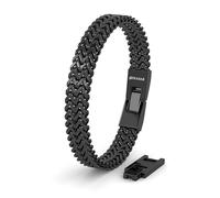 SERASAR Bracelet Hommes Noir Acier Inoxydable Bijoux Chaîne de bras tressé Fête des Pères Anniversaire