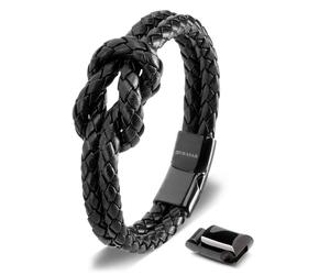 SERASAR Bracelet 'Knot' noir, Taille 20 cm