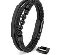 SERASAR Bracelet en cuir pour homme 23cm Bracelet pour homme noir Bracelet en cuir Bijoux de bras Bijoux en cuir Bijoux pour hommes Chaîne de bras Bracelet tressé Bracelet de chaîne en cuir