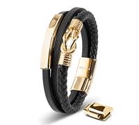 SERASAR Bracelet pour Homme en or 20cm Cuir Doré Bracelets et Garçon