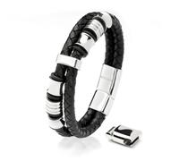 SERASAR | Bracelet pour hommes [Spirit] avec anneaux en acier inoxydable pour hommes avec fermeture magnétique | Couleur : Argent | Longueur : 20cm