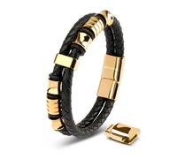 SERASAR | Bracelet pour hommes [Spirit] avec anneaux en acier inoxydable pour hommes avec fermeture magnétique | Couleur : Or | Longueur : 17cm