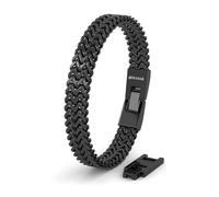 SERASAR Bracelet Homme Acier Inox Noir Anniversaire Fête Garçon Mode 17cm