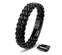 SERASAR Bracelet 'Steel' noir, Taille 17 cm