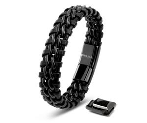 SERASAR Bracelet 'Steel' noir, Taille 17 cm