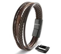 SERASAR Bracelet Cuir Homme, Cuir, en pour Homme Reglable, Accessoires Cadeau Bijoux Anniversaire Marron 23cm