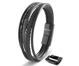 SERASAR Bracelet 'Wild' noir, Taille 17 cm