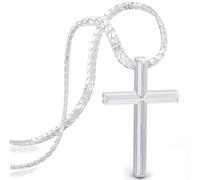SERASAR Chaîne Croix Hommes Bijoux en Acier Inoxydable Argent Collier Cuban Chain Cadeau d'anniversaire pour Man