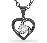 SERASAR Collier Femme Noir Argent 925 Filles Bijoux Coeur Cadeaux Journée de Mariage Cerceau