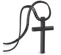 SERASAR Chaîne Hommes Collier Pendentif Acier Inoxydable Noir en Boîte à Bijoux Cadeau pour Les Cross Necklace Men Jewelry Band Jésus Croix Cubains