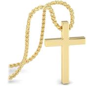 SERASAR Collier Croix Homme avec Pendentif - 50cm Chaine Or Bijoux Plaqué Idée Cadeau Anniversaire Fête des Pères Punk Rock Saint Valentin
