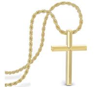SERASAR Collier Croix Homme avec Pendentif - 50cm Chaine Or Bijoux Plaqué Idée Cadeau Anniversaire Fête des Pères Punk Rock Saint Valentin