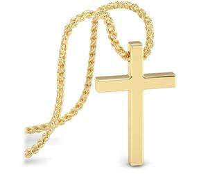 SERASAR Collier Croix Homme avec Pendentif - 50cm Chaine Or Bijoux Plaqué Idée Cadeau Anniversaire Fête des Pères Punk Rock Saint Valentin