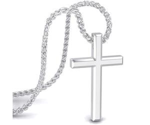 SERASAR Collier Croix Pour Homme en Acier Inoxydable 60cm - Bijoux Chaîne Argent Femme 925 Cadeau D'anniversaire