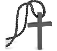 SERASAR, Collier en acier inoxydable pour hommes ""Lord"", Noir, 50cm, cadeau d'anniversaire parfait pour père