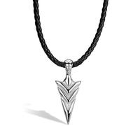 SERASAR Collier en Cuir Flèche pour Homme, Argent Pendentif Acier Inoxydable Homme Colliers 50cm Cadeau d'anniversaire Petit Ami Mari