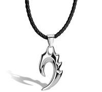 SERASAR | Collier en Cuir pour Homme Avec Pendentif ""Flame"" en Argent | Cadeau Parfait | Avec Boîte à Bijoux | Modèle N005-50
