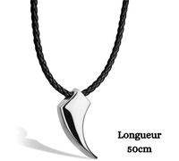 SERASAR | Collier en Cuir pour Homme Avec Pendentif ""Wolf"" en Argent | Cadeau Parfait | Avec Boîte à Bijoux | Modèle N002-50