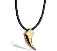 SERASAR | Collier en Cuir pour Homme Avec Pendentif ""Wolf"" en Or | Cadeau Parfait | Avec Boîte à Bijoux | Modèle N003-50