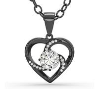 SERASAR Collier Femme Noir Argent 925 Filles Bijoux Coeur Cadeaux Journée de Mariage Cerceau
