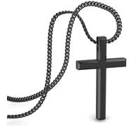 SERASAR Collier Femme Noir Chaîne Noire Croix Bijoux Fille Blindé Chrétienne Jour de Mariage