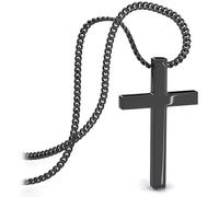 SERASAR Collier Femme Noir Chaîne Noire Croix Bijoux Fille Blindé Chrétienne Jour de Mariage