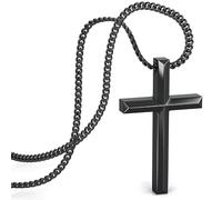 SERASAR Collier Femme Noir Chaîne Noire Croix Bijoux Fille Blindé Chrétienne Jour de Mariage