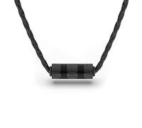 SERASAR Collier Homme Cuir Pendentif Noir Acier Talisman Cadeau Père 60cm