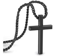 SERASAR Collier Homme en Acier Inoxydable avec Pendentif - 50cm Chaîne Cordon Noir pour Cadeau Gothique Boîte à Bijoux Emo Communion Garçon Argent